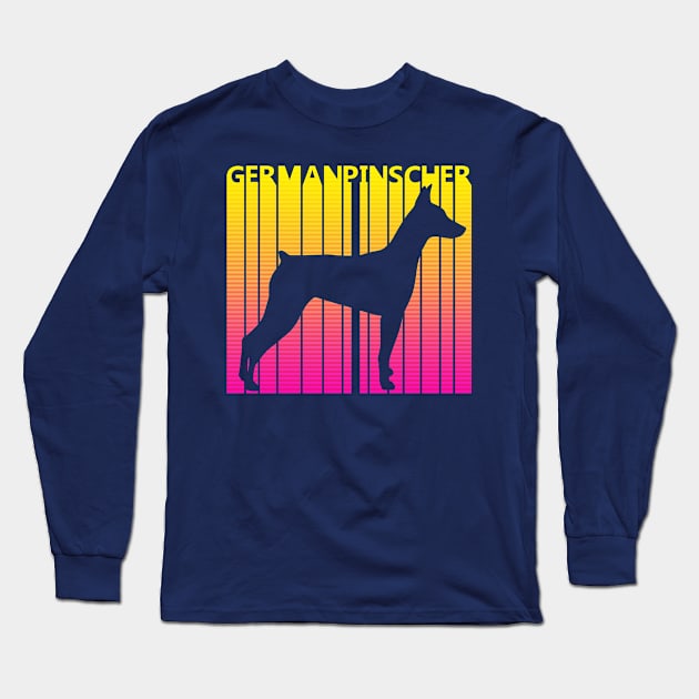 Funny German Pinscher Dog Retro 1980s Gift Long Sleeve T-Shirt by GWENT